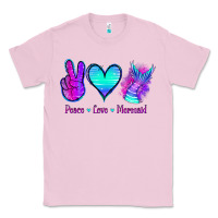 Bubblegum Pink Peace Love Mermaid Classic Tee - Jasminsmagicworld