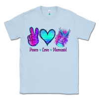 Dusty Blue Peace Love Mermaid Classic Tee - Jasminsmagicworld