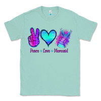 Seafoam Peace Love Mermaid Classic Tee - Jasminsmagicworld