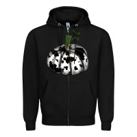 Black watercolor cowhide halloween pumpkin Zipper Hoodie - RanaPortraitStore