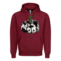 Burgundy watercolor cowhide halloween pumpkin Zipper Hoodie - RanaPortraitStore