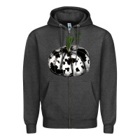 Charcoal Heather watercolor cowhide halloween pumpkin Zipper Hoodie - RanaPortraitStore