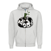 Dove Grey watercolor cowhide halloween pumpkin Zipper Hoodie - RanaPortraitStore