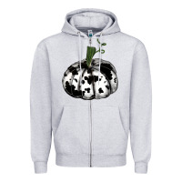 Heather Grey watercolor cowhide halloween pumpkin Zipper Hoodie - RanaPortraitStore