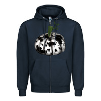 Navy watercolor cowhide halloween pumpkin Zipper Hoodie - RanaPortraitStore