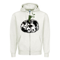 Oatmeal Heather watercolor cowhide halloween pumpkin Zipper Hoodie - RanaPortraitStore