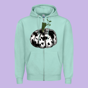 Watercolor Cowhide Halloween Pumpkin Zipper Hoodie Designed By Ranaportraitstore