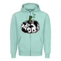 Seafoam watercolor cowhide halloween pumpkin Zipper Hoodie - RanaPortraitStore