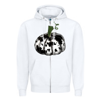 White watercolor cowhide halloween pumpkin Zipper Hoodie - RanaPortraitStore