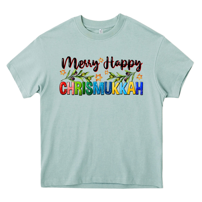 Merry Happy Chrismukkah With Olive Branch Heavy Core Tee by FaDigitalArtStudio | Teevron