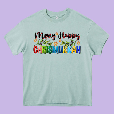 Merry Happy Chrismukkah With Olive Branch Heavy Core Tee Designed By Fadigitalartstudio