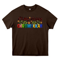 Chocolate Brown merry happy chrismukkah with olive branch Heavy Core Tee - FaDigitalArtStudio