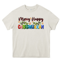 Cream merry happy chrismukkah with olive branch Heavy Core Tee - FaDigitalArtStudio