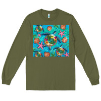 Army Green Turtle summer seashells starfish seaweed Long Sleeve Tee - Artiststas