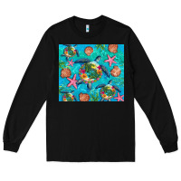 Black Turtle summer seashells starfish seaweed Long Sleeve Tee - Artiststas