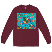 Burgundy Turtle summer seashells starfish seaweed Long Sleeve Tee - Artiststas