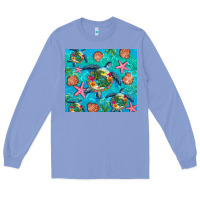 Colony Blue Turtle summer seashells starfish seaweed Long Sleeve Tee - Artiststas