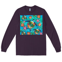 Plum Turtle summer seashells starfish seaweed Long Sleeve Tee - Artiststas