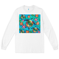 White Turtle summer seashells starfish seaweed Long Sleeve Tee - Artiststas