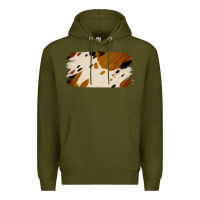 Army Green Cowhide Black and Light Brown Brushstroke Premium Hoodie - Jasminsmagicworld