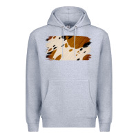 Heather Grey Cowhide Black and Light Brown Brushstroke Premium Hoodie - Jasminsmagicworld