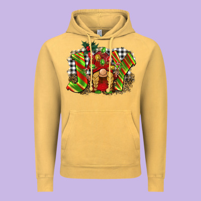 Christmas Joy Gnome Vintage Hoodie Designed By Barkaloodesign