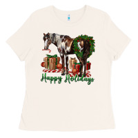 Bone happy holidays mustang horse Ladies Tee - LillyAllenDesigns