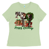 Matcha happy holidays mustang horse Ladies Tee - LillyAllenDesigns