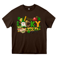 Chocolate Brown one lucky teacher Heavy Core Tee - FaDigitalArtStudio