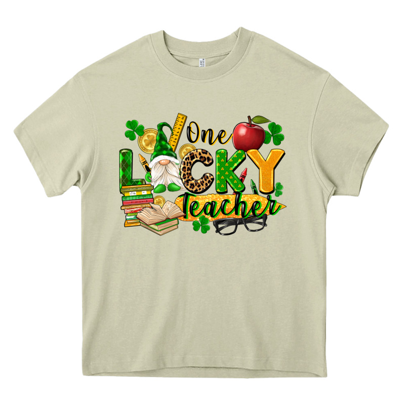 One Lucky Teacher Heavy Core Tee by FaDigitalArtStudio | Teevron