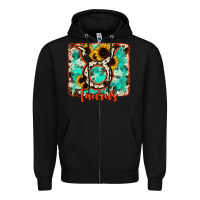 Black taurus turquoise cowhide Zipper Hoodie - RanaPortraitStore