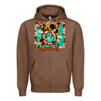 Chestnut taurus turquoise cowhide Zipper Hoodie - RanaPortraitStore