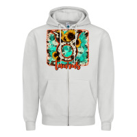 Dove Grey taurus turquoise cowhide Zipper Hoodie - RanaPortraitStore