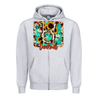Heather Grey taurus turquoise cowhide Zipper Hoodie - RanaPortraitStore
