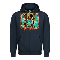 Navy taurus turquoise cowhide Zipper Hoodie - RanaPortraitStore