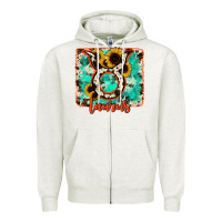 Oatmeal Heather taurus turquoise cowhide Zipper Hoodie - RanaPortraitStore