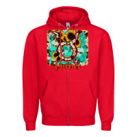 Red taurus turquoise cowhide Zipper Hoodie - RanaPortraitStore