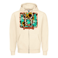 Sandshell taurus turquoise cowhide Zipper Hoodie - RanaPortraitStore