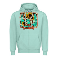 Seafoam taurus turquoise cowhide Zipper Hoodie - RanaPortraitStore