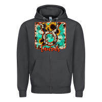Smoke taurus turquoise cowhide Zipper Hoodie - RanaPortraitStore