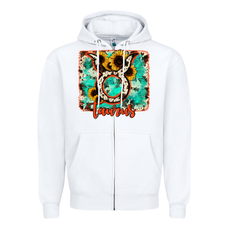 Taurus Turquoise Cowhide Zipper Hoodie by RanaPortraitStore | Teevron