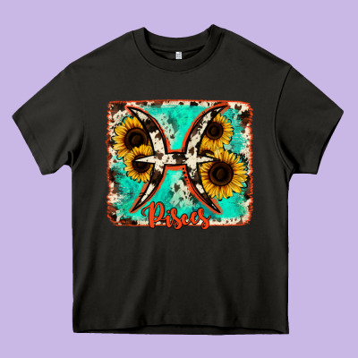 Pisces Turquoise Cowhide Heavy Core Tee Designed By Ranaportraitstore