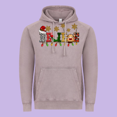 Christmas Believe Vintage Hoodie Designed By Barkaloodesign