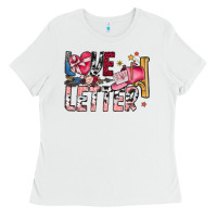 White Love Letter Ladies Tee - SublimationCraftShop