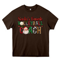 Chocolate Brown Santa's Favorite Volleyball Coach For Christmas Heavy Core Tee - FaDigitalArtStudio