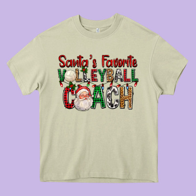 Santa's Favorite Volleyball Coach For Christmas Heavy Core Tee Designed By Fadigitalartstudio
