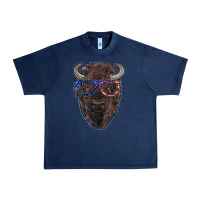 Navy bison with american flag glasses Urban Heavy Tee - RanaPortraitStore