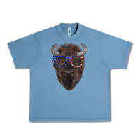 Pebble Blue bison with american flag glasses Urban Heavy Tee - RanaPortraitStore