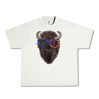 Pistachio bison with american flag glasses Urban Heavy Tee - RanaPortraitStore
