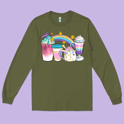 Unicorn Coffee Cups Long Sleeve Tee Designed By Artiststas